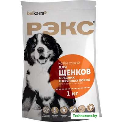 Сухой корм для собак Рэкс для щенков средних и крупных пород 1 кг