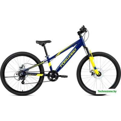 Велосипед Forward 24 RISE 2.0 DISK р.11 2020-2021 (синий/желтый)