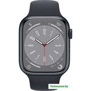 Умные часы Apple Watch Series 8 LTE 45 мм (алюминиевый корпус, полуночный/полуночный, спортивный силиконовый ремешок)