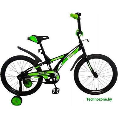 Детский велосипед Bibi Fox 20 2021 (черный/зеленый)
