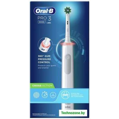 Электрическая зубная щетка Oral-B Pro 3 3000 Cross Action D505.513.3 (белый) 4210201289234