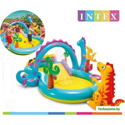 Надувной детский бассейн - игровой центр Intex 57135 Dinoland