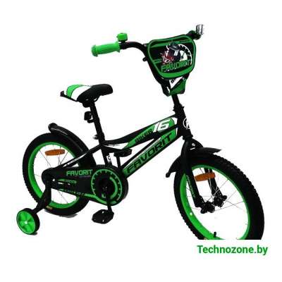 Детский велосипед Favorit Biker 16 (черный/зеленый)