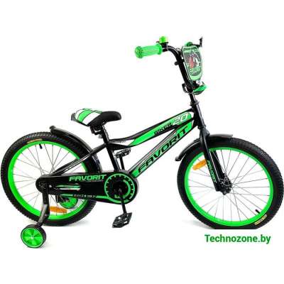 Детский велосипед Favorit Biker 20 (черный/зеленый)