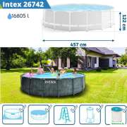 Каркасный круглый бассейн Intex 26742 Greywood 457x122 см