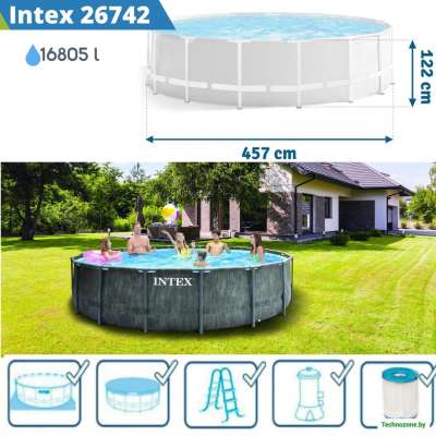 Каркасный круглый бассейн Intex 26742 Greywood 457x122 см