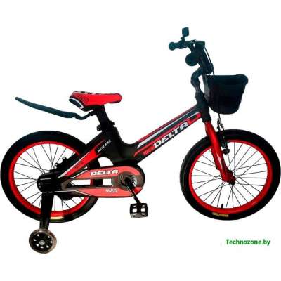 Детский велосипед Delta Prestige 16 + шлем 2020 (черный/красный)
