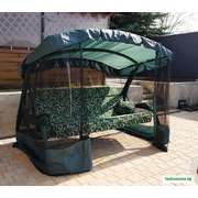 Садовые качели МебельСад Мадагаскар с111 (завитушки, зеленый)/ 4-х местные/ с москитной сеткой/ нагрузка 400 кг
