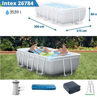 Каркасный прямоугольный бассейн Intex 26784NP Prism Frame  300x175x80 см