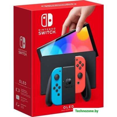 Игровая приставка Nintendo Switch OLED (черный, с неоновыми Joy-Con)